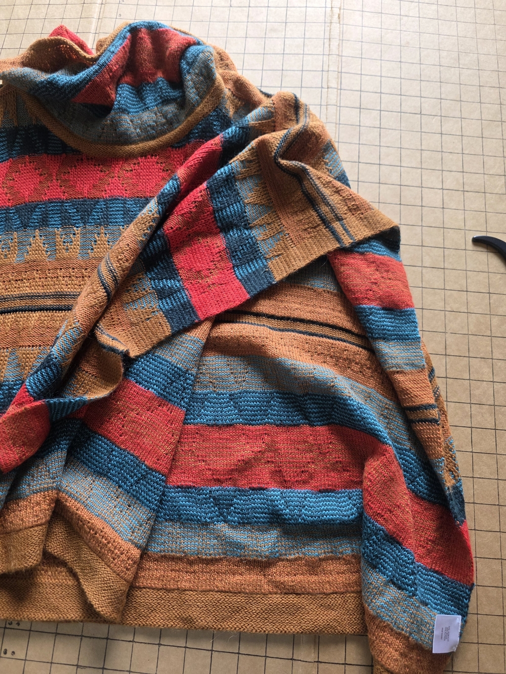 tyler böe Alpaca Wool Blend Knit Poncho M/L Multicolor Geometric Pattern - Picture 6 of 8
